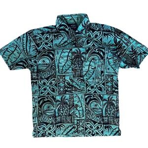 Nwot Aisokula Fiji Boys Teal Tropical Camp Shirt Size 6